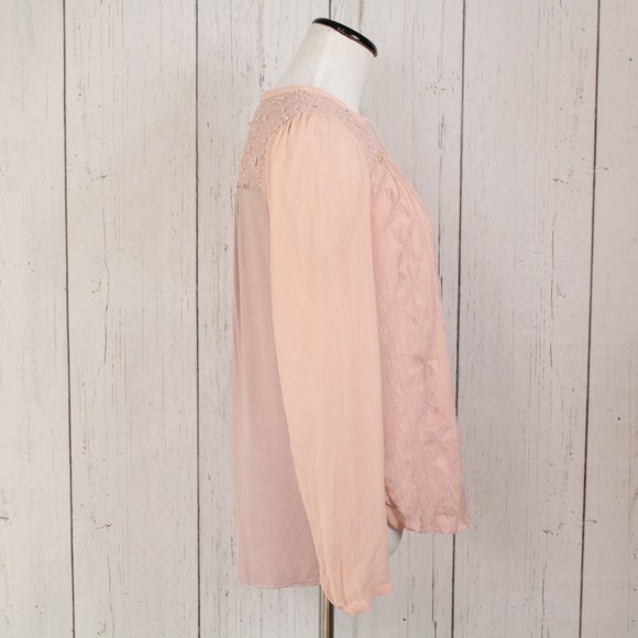 Anthropologie Tiny Chiffon Sheer Long Sleeve Top Pink XS - Picture 7 of 13